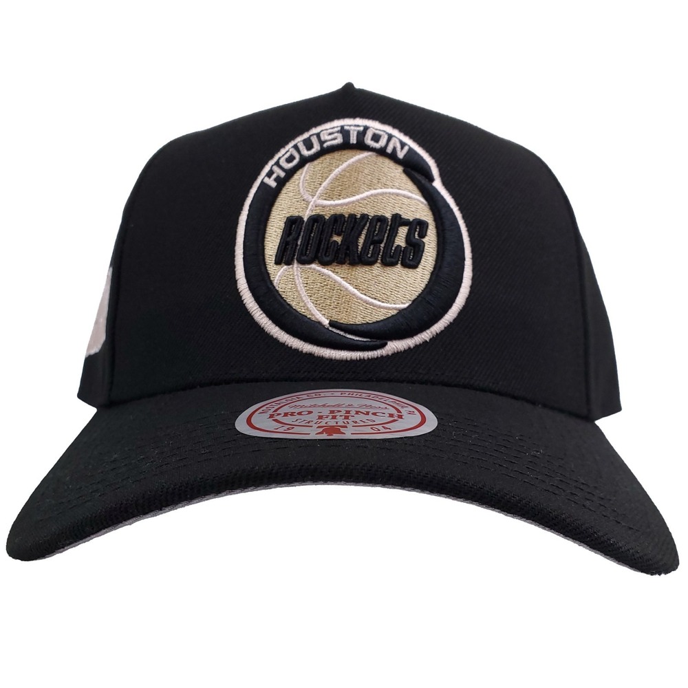 Houston Rockets Mitchell & Ness NBA Pro Fit Snapback Hat Cap 3D Logo Black NWT